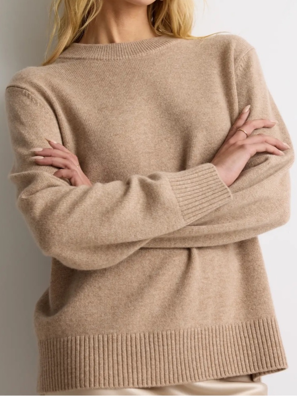 Quince Mongolian Cashmere 2.0 Oversized Crewneck Sweater Oatmeal Size Small